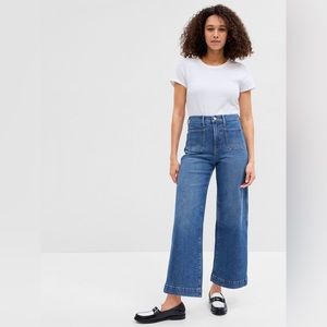 Gap Factory High Rise Wide-Leg Crop Jeans with Washwell